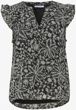 Chiffon bloes met gespleten hals