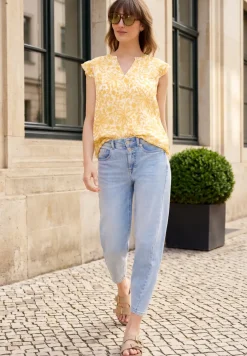 Chiffon bloes met gespleten hals