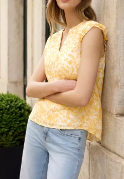Chiffon bloes met gespleten hals