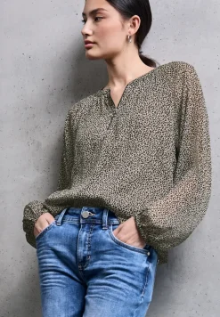 Chiffon leo blouse met rits