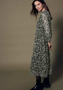 Chiffon midi-jurk met print