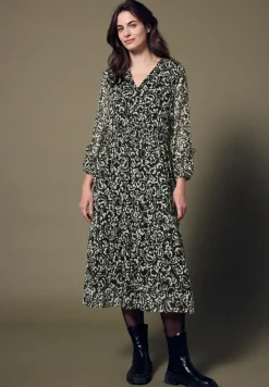 Chiffon midi-jurk met print