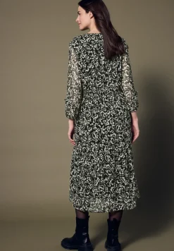 Chiffon midi-jurk met print