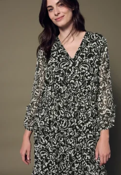 Chiffon midi-jurk met print