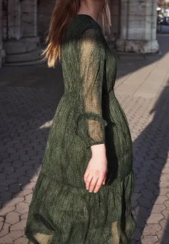 Chiffon midi-jurk met print