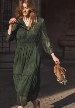 Chiffon midi-jurk met print