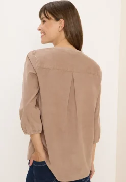 Corduroy blouse met gespleten hals