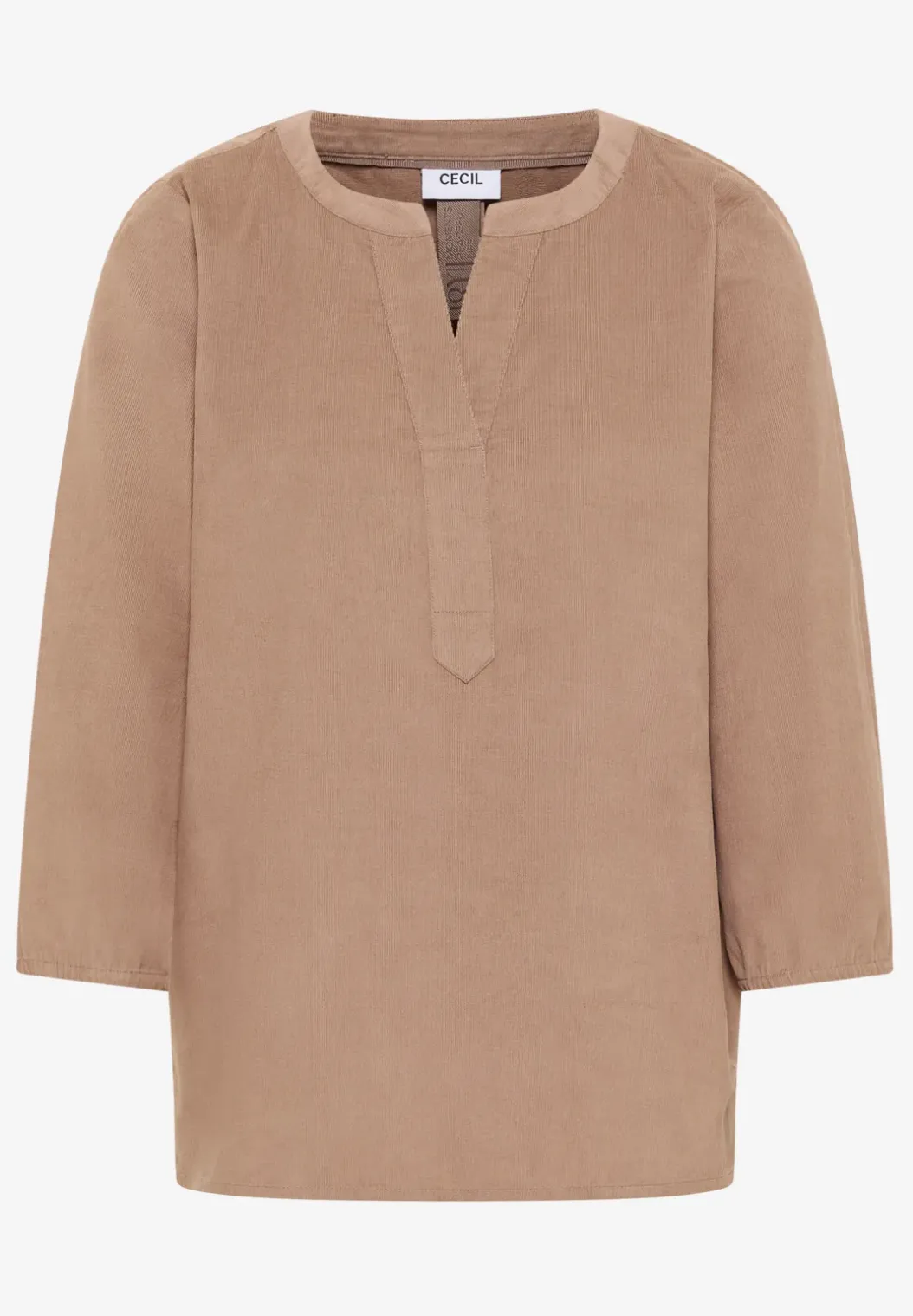Corduroy blouse met gespleten hals