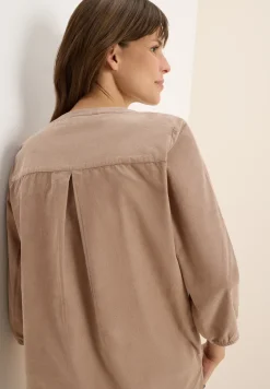 Corduroy blouse met gespleten hals