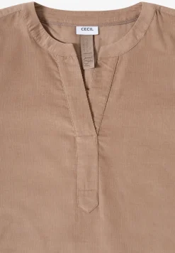Corduroy blouse met gespleten hals