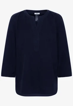 Corduroy blouse met gespleten hals