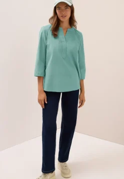 Corduroy blouse met gespleten hals