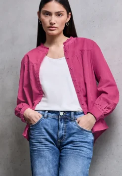 Corduroy blouse met ruches
