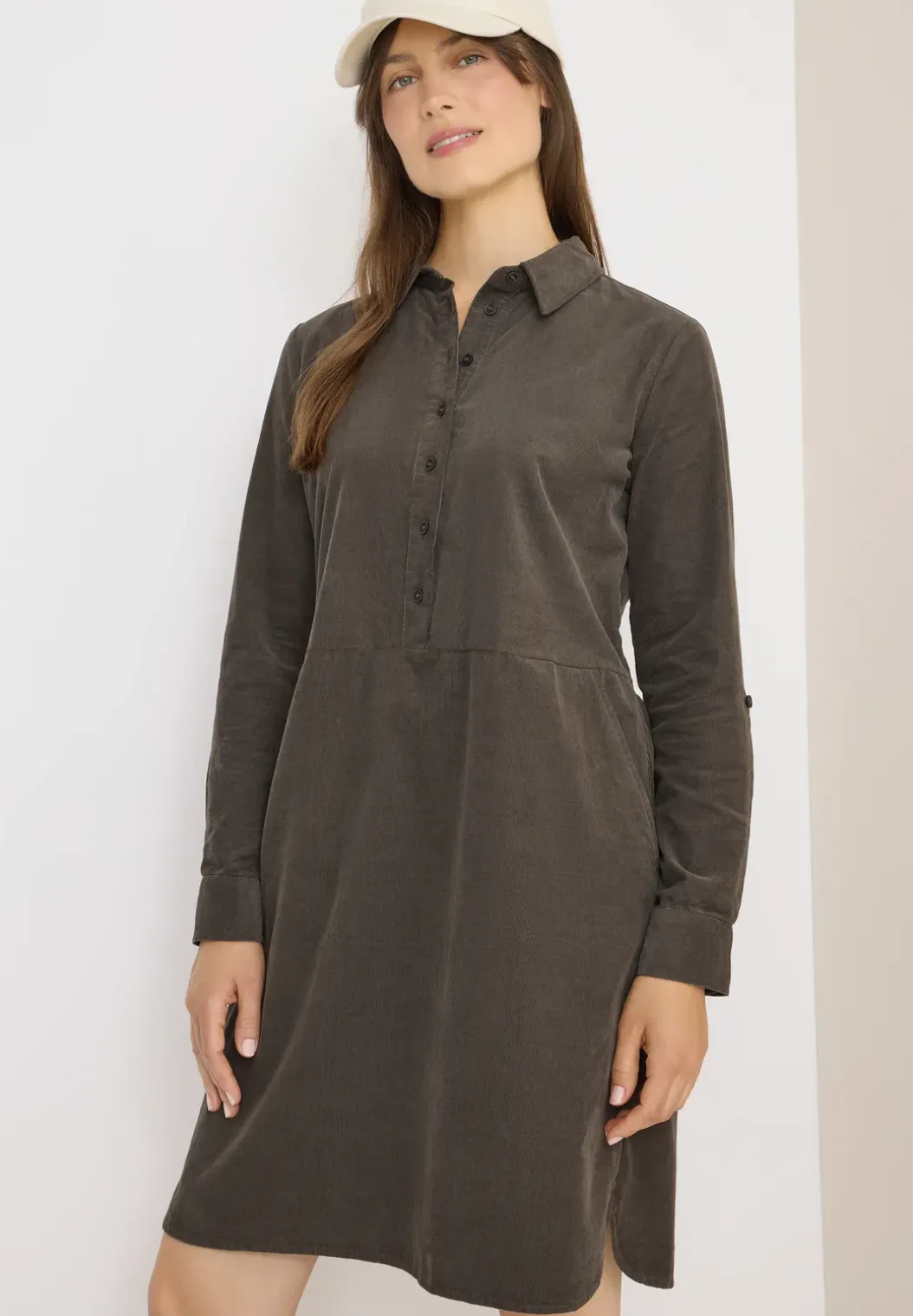 Corduroy jurk in effen kleur