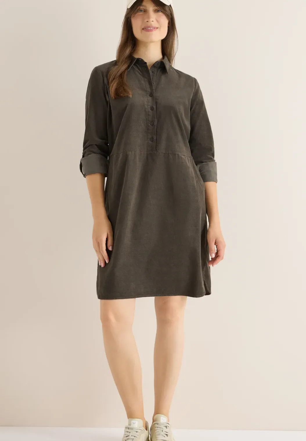 Corduroy jurk in effen kleur