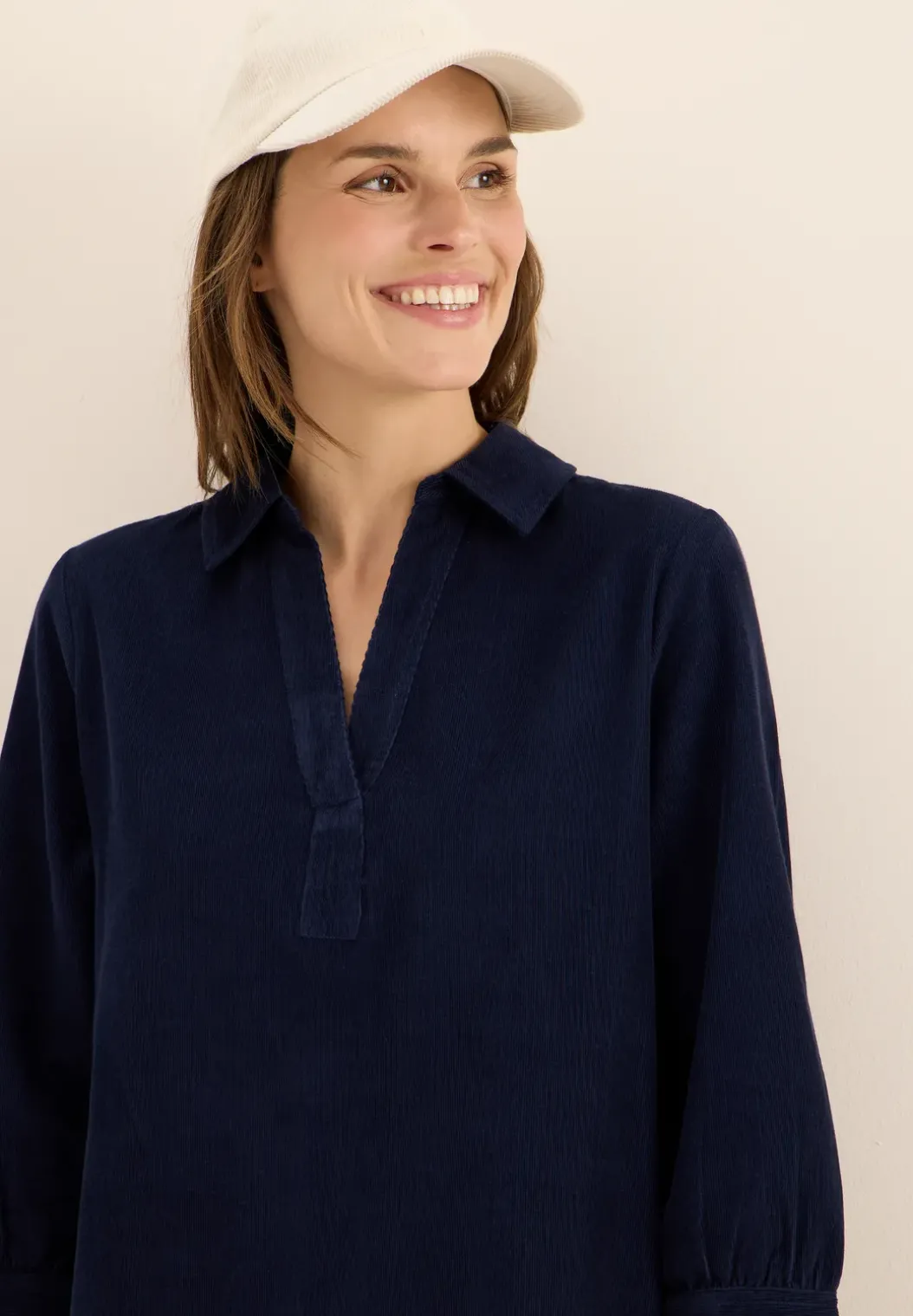 Corduroy jurk in effen kleur