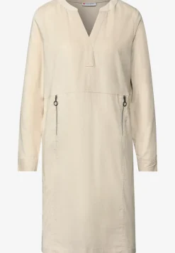 Corduroy jurk met gespleten hals
