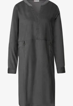 Corduroy jurk met gespleten hals