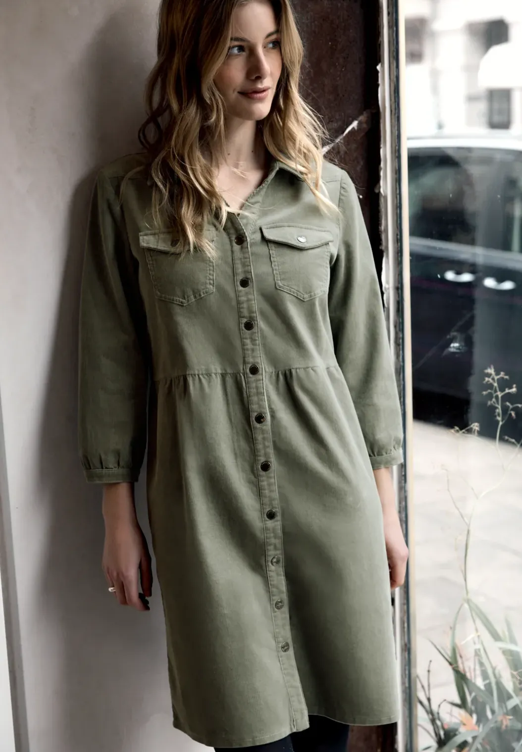 Corduroy jurk met volant