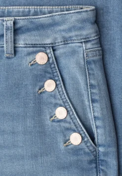 Cropped jeans met Wide Legs en knoopdetail