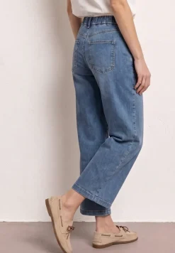 Denim culottes met mid waist en knoopdetails