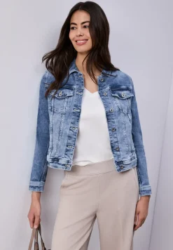 Denim jack met borstzakken en knopen