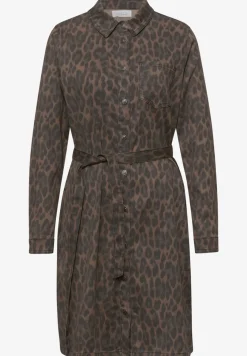 Denim jurk met leopatroon