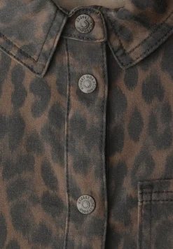 Denim jurk met leopatroon