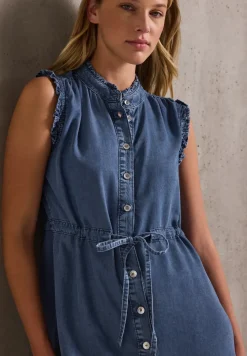 Denim jurk met ruches