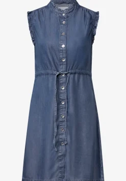 Denim jurk met ruches