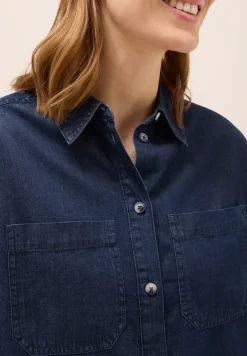 Denim look katoenen blouse