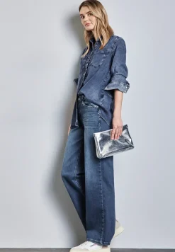 Denim overhemd met borstzakken