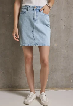 Denim rok met gebleekte look