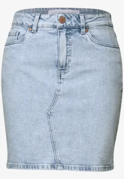 Denim rok met gebleekte look