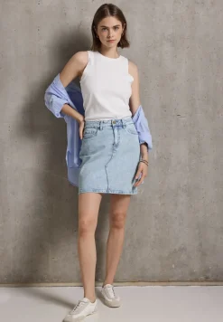 Denim rok met gebleekte look