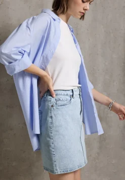 Denim rok met gebleekte look