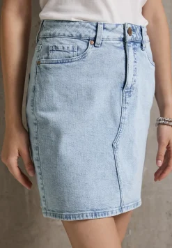 Denim rok met gebleekte look