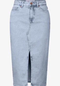 Denim rok met gebleekte look
