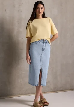 Denim rok met gebleekte look