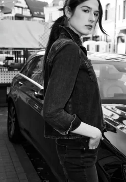 Denim shirt met glitterdetails