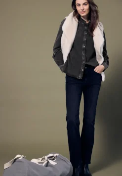 Denim blouse met ruches