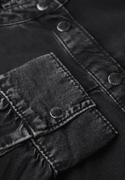 Denim blouse met ruches