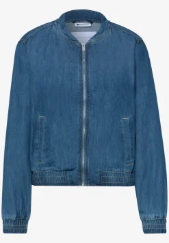 Denim-look blouson met ritssluiting