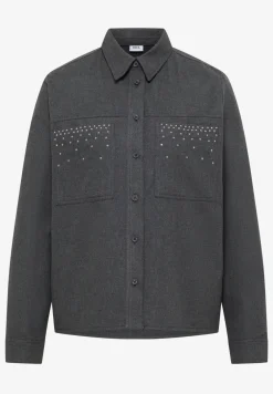 Flanellen blouse met studs
