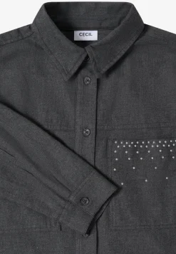 Flanellen blouse met studs