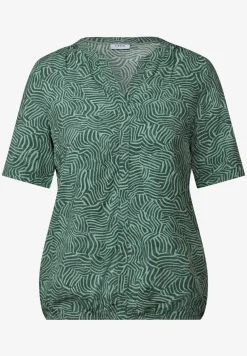 Gedessineerde blouse met gespleten hals