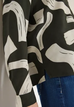 Gedessineerde blouse met gespleten hals
