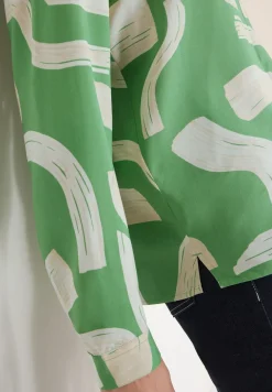 Gedessineerde blouse met gespleten hals