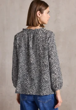 Gedessineerde blouse met ruches