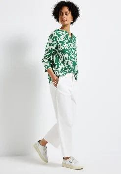 Gedessineerde blouse van linnenmix